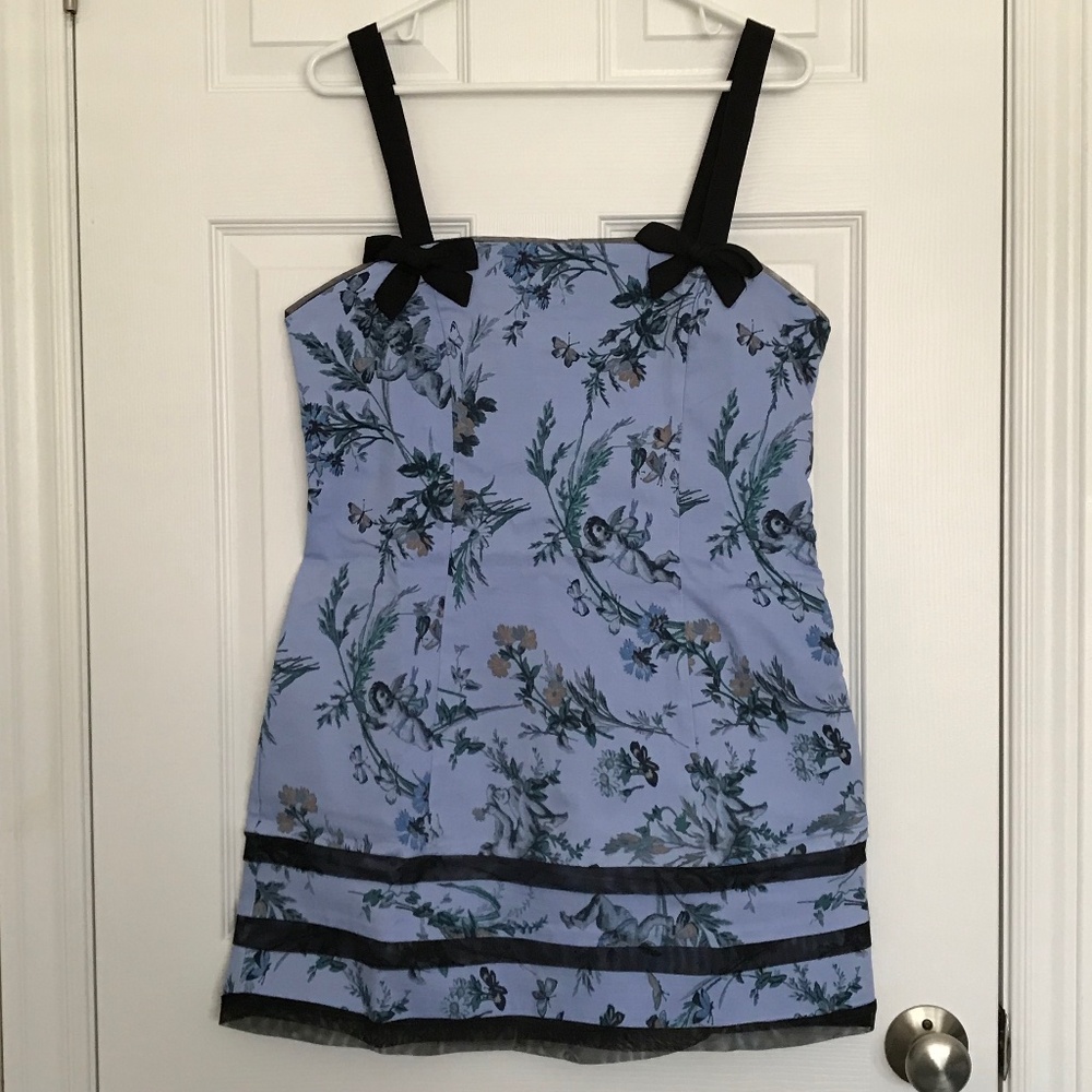 NWT Kimchi Blue Lyla Bow Detail Mini Dress Bow L Black Blue Urban Outfitters
